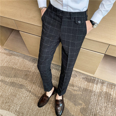 Pantalón de Vestir Slim Fit Cuadros Clásicos Británicos - Elegancia Coreana para Hombre - Image 24