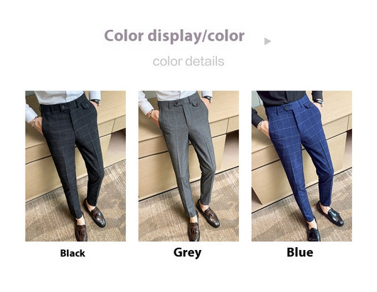 Pantalón de Vestir Slim Fit Cuadros Clásicos Británicos - Elegancia Coreana para Hombre - Image 25