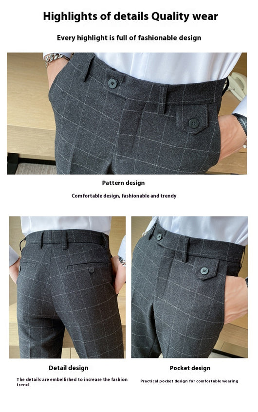 Pantalón de Vestir Slim Fit Cuadros Clásicos Británicos - Elegancia Coreana para Hombre - Image 26