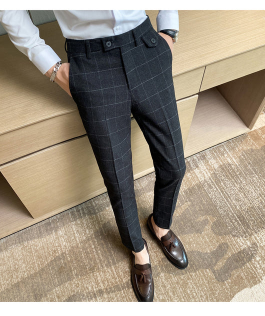 Pantalón de Vestir Slim Fit Cuadros Clásicos Británicos - Elegancia Coreana para Hombre - Image 31