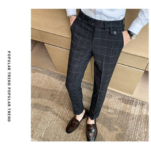 Pantalón de Vestir Slim Fit Cuadros Clásicos Británicos - Elegancia Coreana para Hombre - Image 32