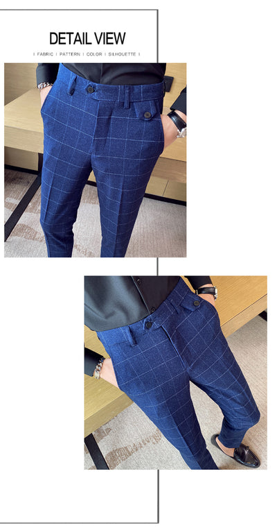 Pantalón de Vestir Slim Fit Cuadros Clásicos Británicos - Elegancia Coreana para Hombre - Image 36