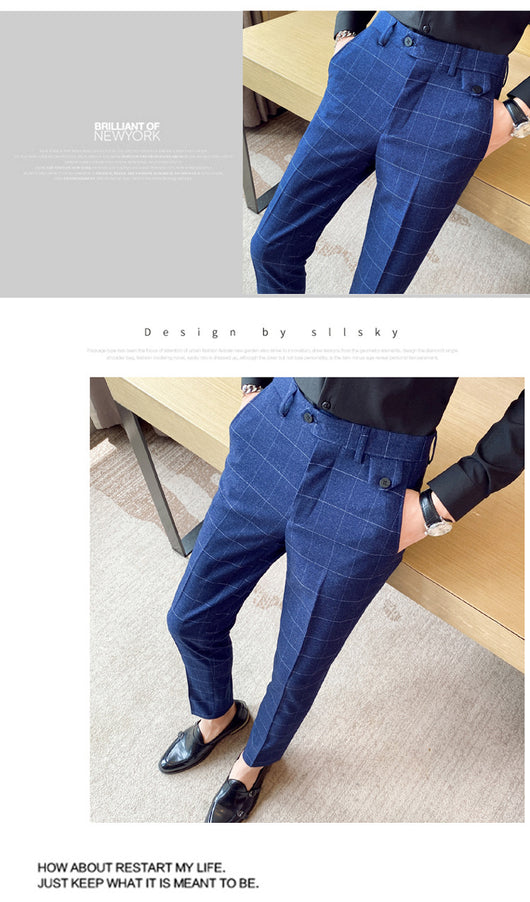 Pantalón de Vestir Slim Fit Cuadros Clásicos Británicos - Elegancia Coreana para Hombre - Image 38