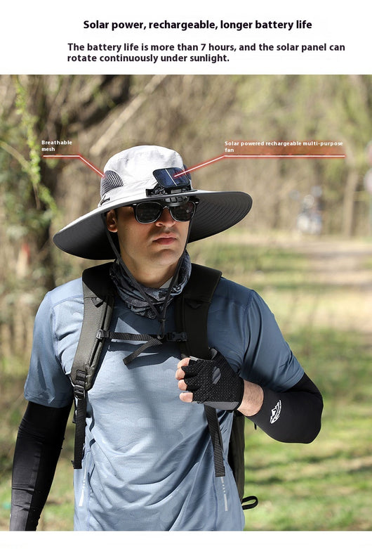 Gorro Solar de Ala Ancha con Ventilador y Secado Rápido - Image 16