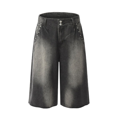 Shorts de Mezclilla Suelta con Detalles de Pintura Contrast para Hombre - Image 25