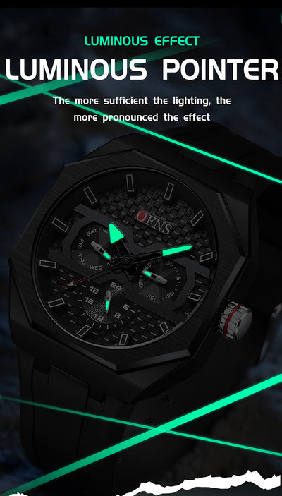 Reloj de Cuarzo Impermeable con Escala de Rayas y Seis Agujas - Diseño Moderno - Image 8