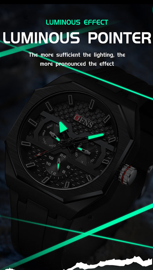 Reloj de Cuarzo Impermeable con Escala de Rayas y Seis Agujas - Diseño Moderno - Image 8