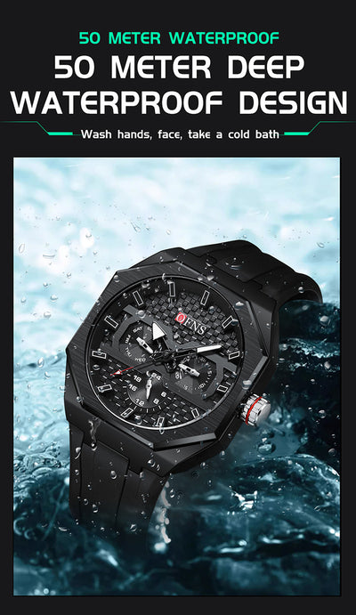 Reloj de Cuarzo Impermeable con Escala de Rayas y Seis Agujas - Diseño Moderno - Image 11