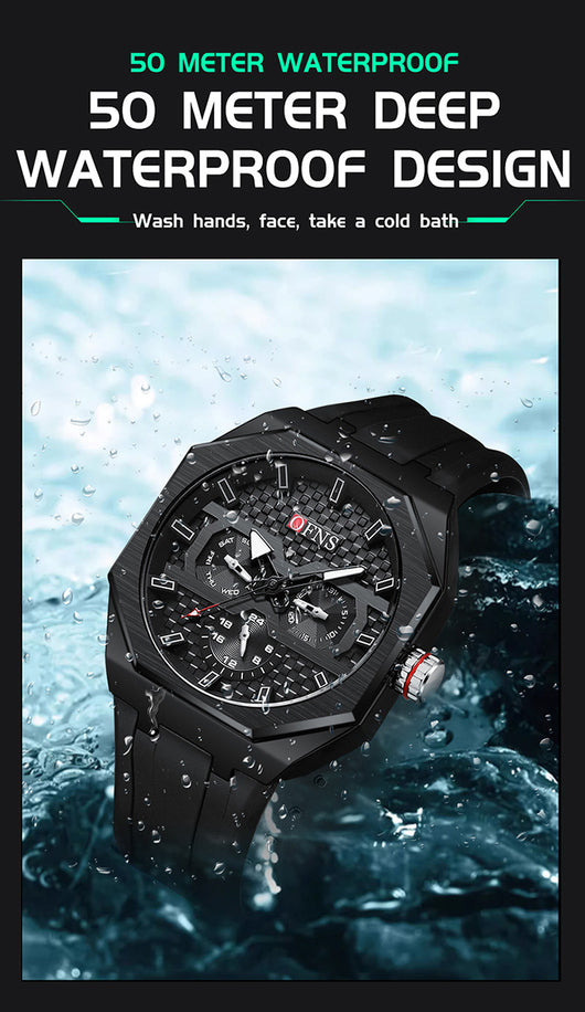 Reloj de Cuarzo Impermeable con Escala de Rayas y Seis Agujas - Diseño Moderno - Image 11