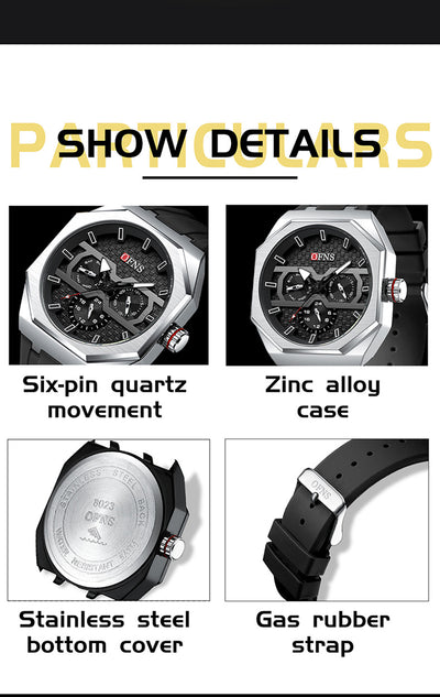 Reloj de Cuarzo Impermeable con Escala de Rayas y Seis Agujas - Diseño Moderno - Image 16