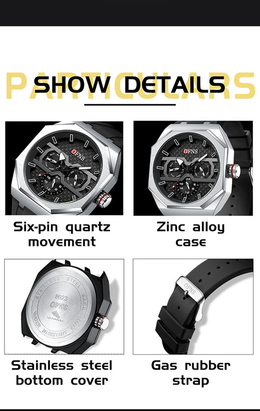 Reloj de Cuarzo Impermeable con Escala de Rayas y Seis Agujas - Diseño Moderno - Image 16