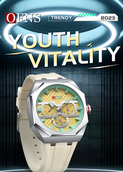 Reloj de Cuarzo Impermeable con Escala de Rayas y Seis Agujas - Diseño Moderno - Image 18