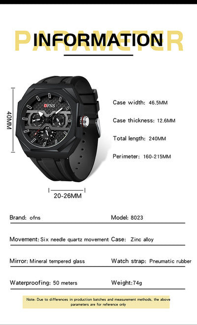 Reloj de Cuarzo Impermeable con Escala de Rayas y Seis Agujas - Diseño Moderno - Image 26