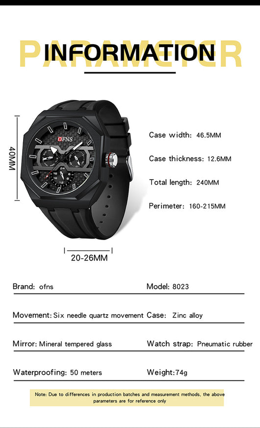 Reloj de Cuarzo Impermeable con Escala de Rayas y Seis Agujas - Diseño Moderno - Image 26