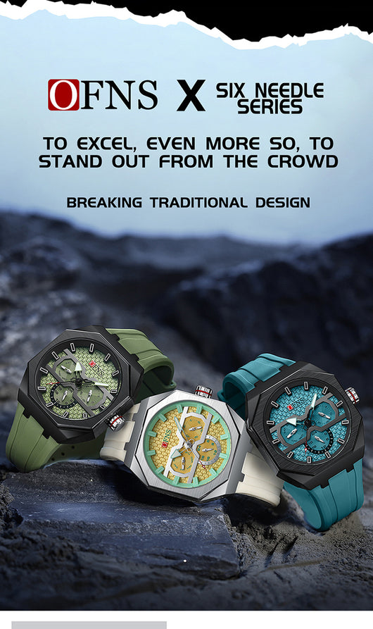 Reloj de Cuarzo Impermeable con Escala de Rayas y Seis Agujas - Diseño Moderno - Image 30