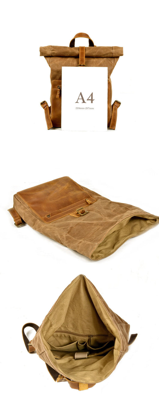 Mochila Retro de Lona y Cuero para Hombre - Estilo Casual Vintage - Image 18