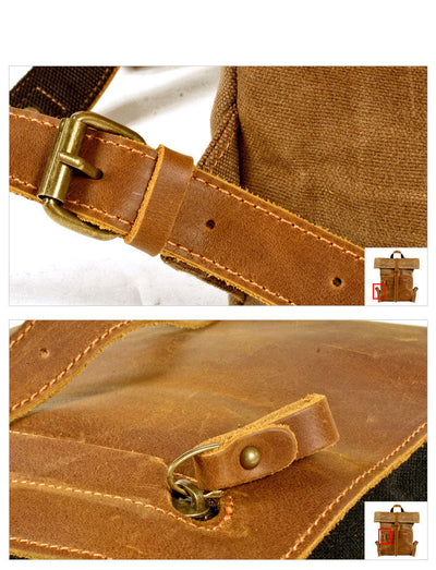 Mochila Retro de Lona y Cuero para Hombre - Estilo Casual Vintage - Image 21