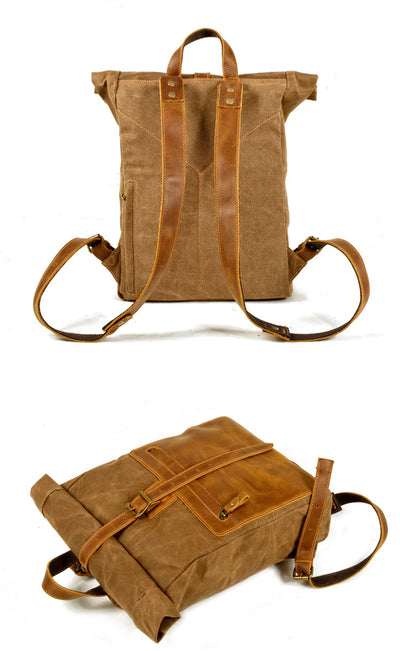 Mochila Retro de Lona y Cuero para Hombre - Estilo Casual Vintage - Image 23