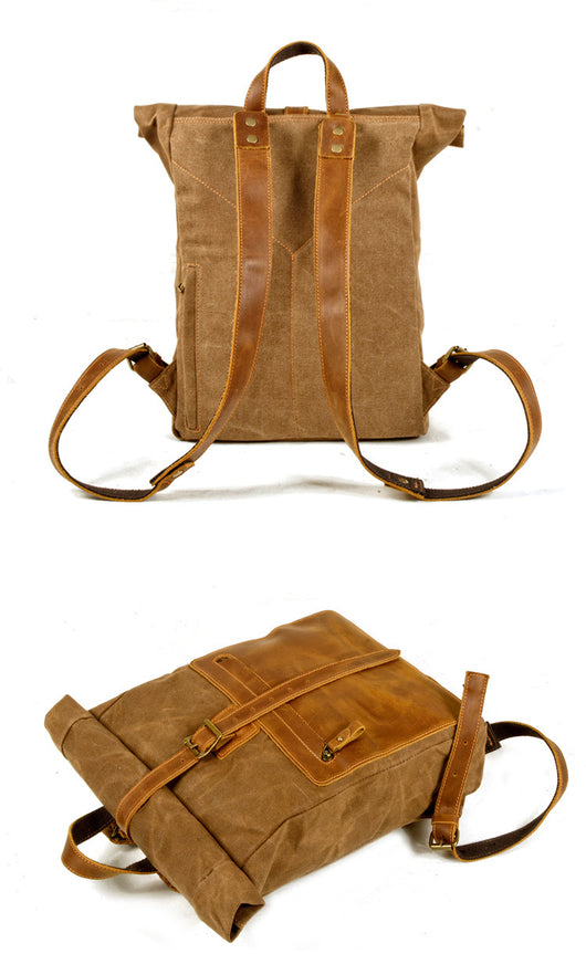 Mochila Retro de Lona y Cuero para Hombre - Estilo Casual Vintage - Image 23