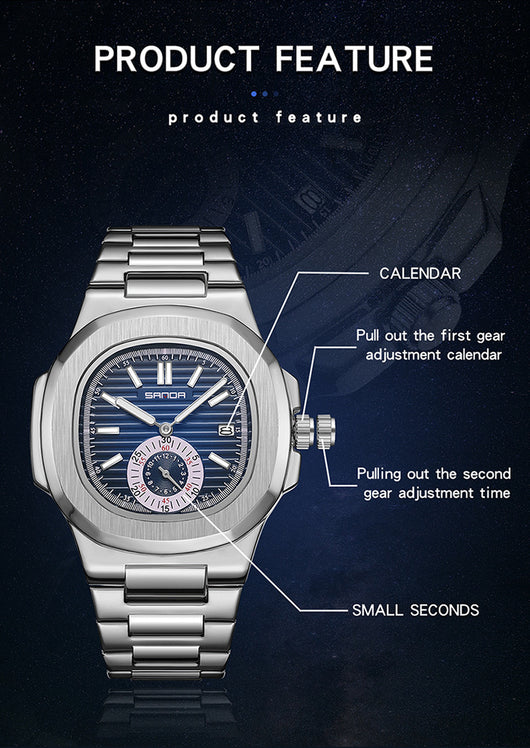 Reloj de Pulsera Hombre Acero Inoxidable Calendario Luminoso Resistente al Agua - Image 6
