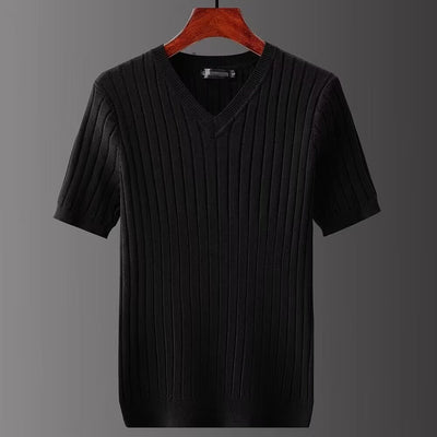 Camiseta de Punto Cuello V Manga Corta para Hombre - Image 15
