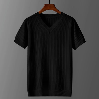 Camiseta de Punto Cuello V Manga Corta para Hombre - Image 18