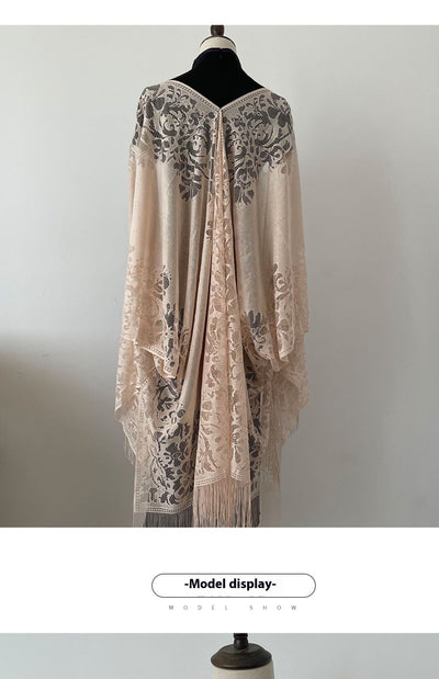 Chal Ligero de Encaje con Flecos para Mujer - Perfecto para Verano - Image 37