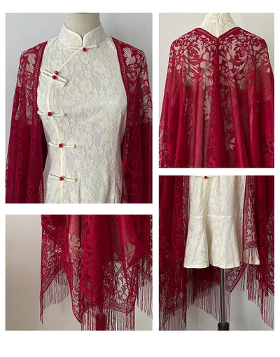 Chal Ligero de Encaje con Flecos para Mujer - Perfecto para Verano - Image 40
