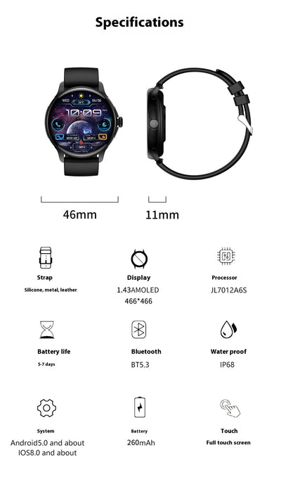 Reloj Inteligente HK49 con Monitoreo de Frecuencia Cardíaca, Glucosa y Sueño - Image 40