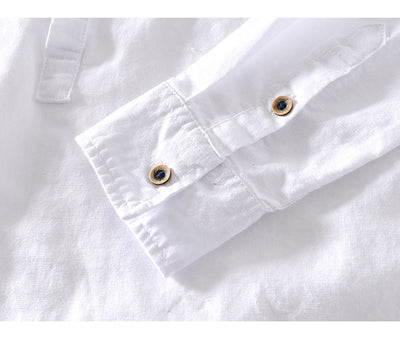 Camisa de Lino Casual con Cuello Mao para Hombre - Image 26