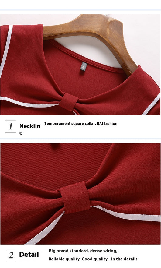 Blusa Coreana Cuello Redondo con Lazo Ajustada de Algodón Manga Corta - Image 28