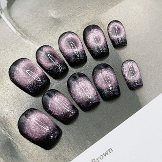 Uñas Postizas Efecto Ojo de Gato Artesanales para Mujer - Image 29