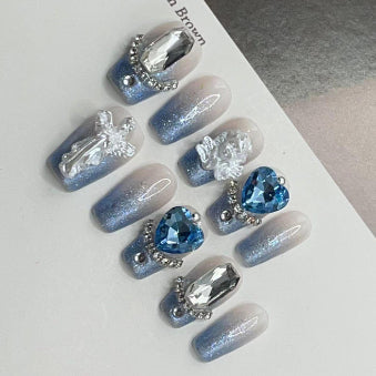 Uñas Postizas Efecto Ojo de Gato Artesanales para Mujer - Image 30