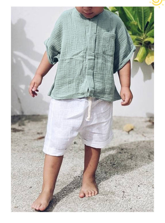 Camisa de Gasa Doble Capa para Niño - Top Casual de Manga Corta - Image 28