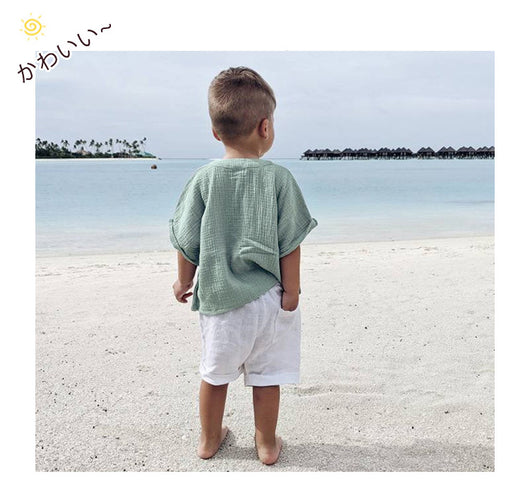 Camisa de Gasa Doble Capa para Niño - Top Casual de Manga Corta - Image 31