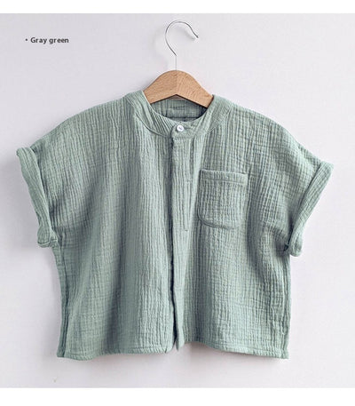 Camisa de Gasa Doble Capa para Niño - Top Casual de Manga Corta - Image 37