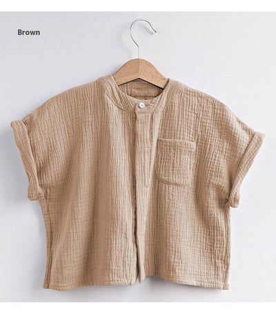 Camisa de Gasa Doble Capa para Niño - Top Casual de Manga Corta - Image 38