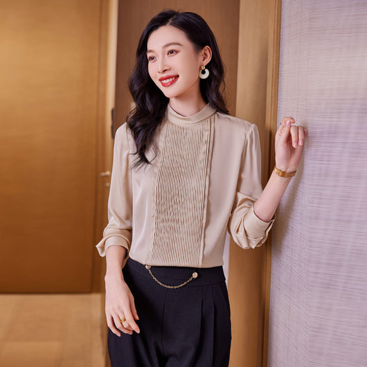 Blusa de Seda Cuello Redondo Elegante y Versátil para Mujer - Image 18