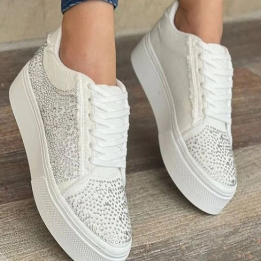 Zapatos Deportivos Talla Grande para Mujer con Plataforma Gruesa y Detalles de Cristal - Image 22