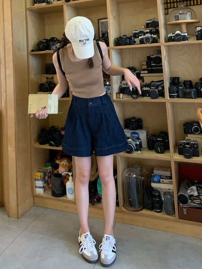 Shorts de Mezclilla Talle Alto Cintura Ancha para Mujer Petite - Image 14