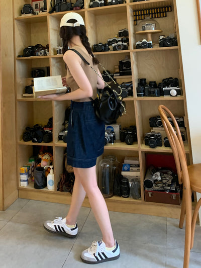 Shorts de Mezclilla Talle Alto Cintura Ancha para Mujer Petite - Image 15