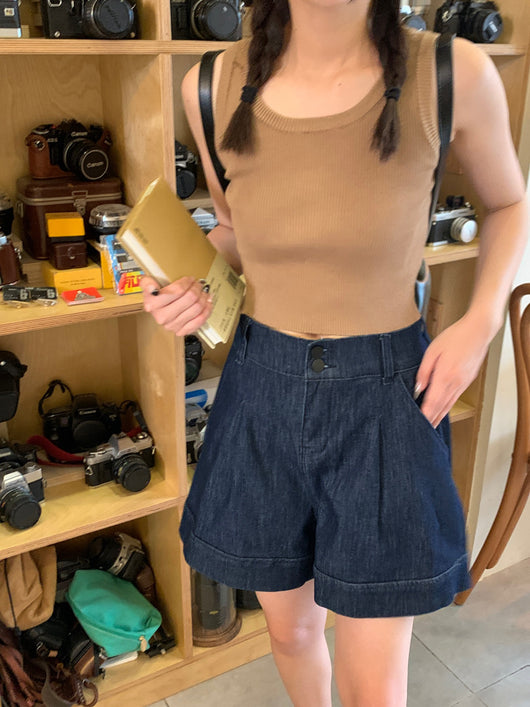 Shorts de Mezclilla Talle Alto Cintura Ancha para Mujer Petite - Image 17
