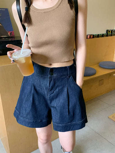 Shorts de Mezclilla Talle Alto Cintura Ancha para Mujer Petite - Image 18