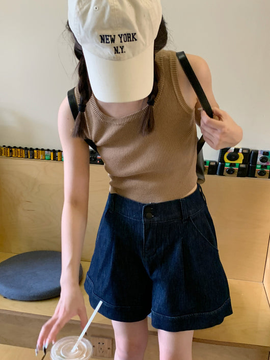 Shorts de Mezclilla Talle Alto Cintura Ancha para Mujer Petite - Image 19