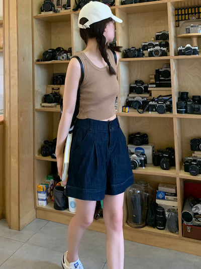 Shorts de Mezclilla Talle Alto Cintura Ancha para Mujer Petite - Image 21