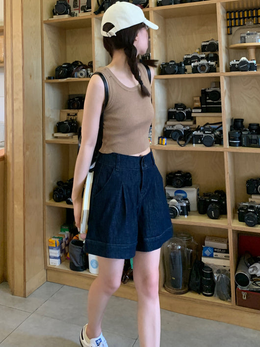 Shorts de Mezclilla Talle Alto Cintura Ancha para Mujer Petite - Image 21