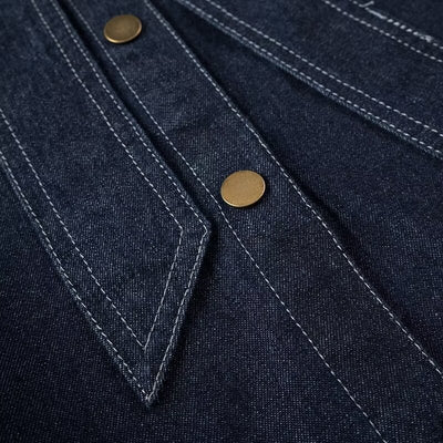 Camisa Denim Azul Oscuro Lavado - Diseño Casual con Cordones y Lazo - Image 24