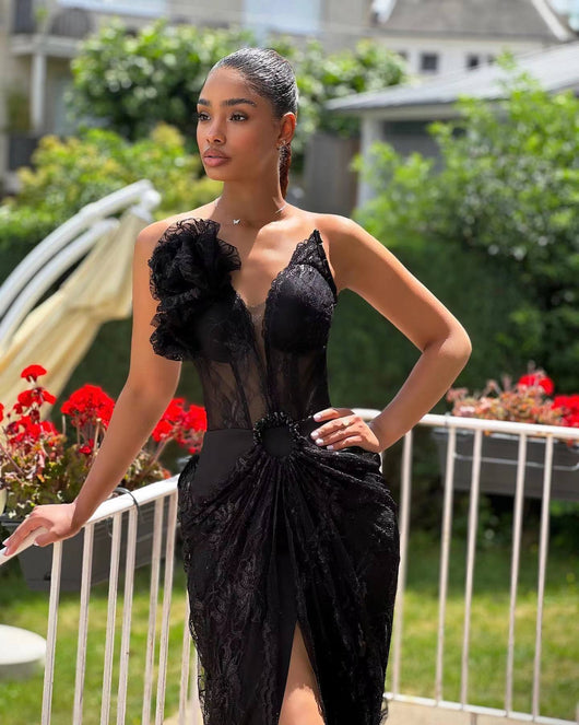 Vestido Negro Elegante sin Mangas con Encaje Floral y Espalda Descubierta Reductor - Image 20