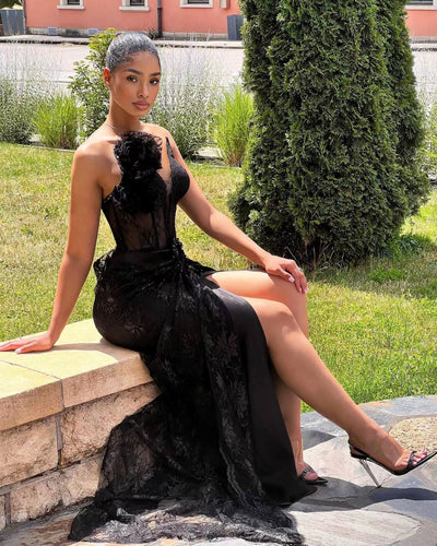 Vestido Negro Elegante sin Mangas con Encaje Floral y Espalda Descubierta Reductor - Image 22