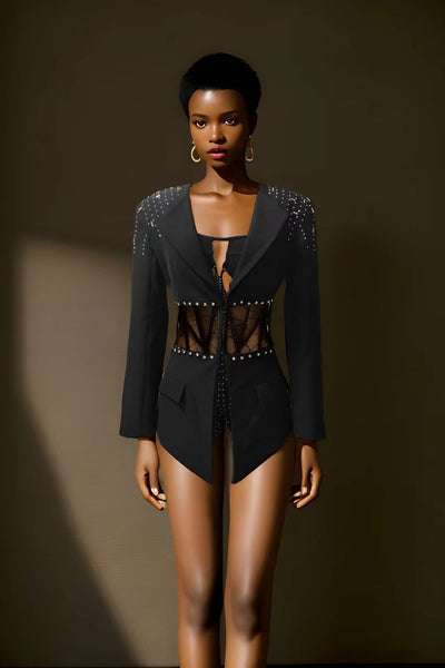 Conjunto Dos Piezas Ajustado con Cutout y Strass - Manga Larga Reductora - Image 35